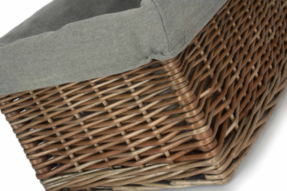 MEDIUM ANTIQUE WASH STORAGE BASKET with GREY SAGE LINING