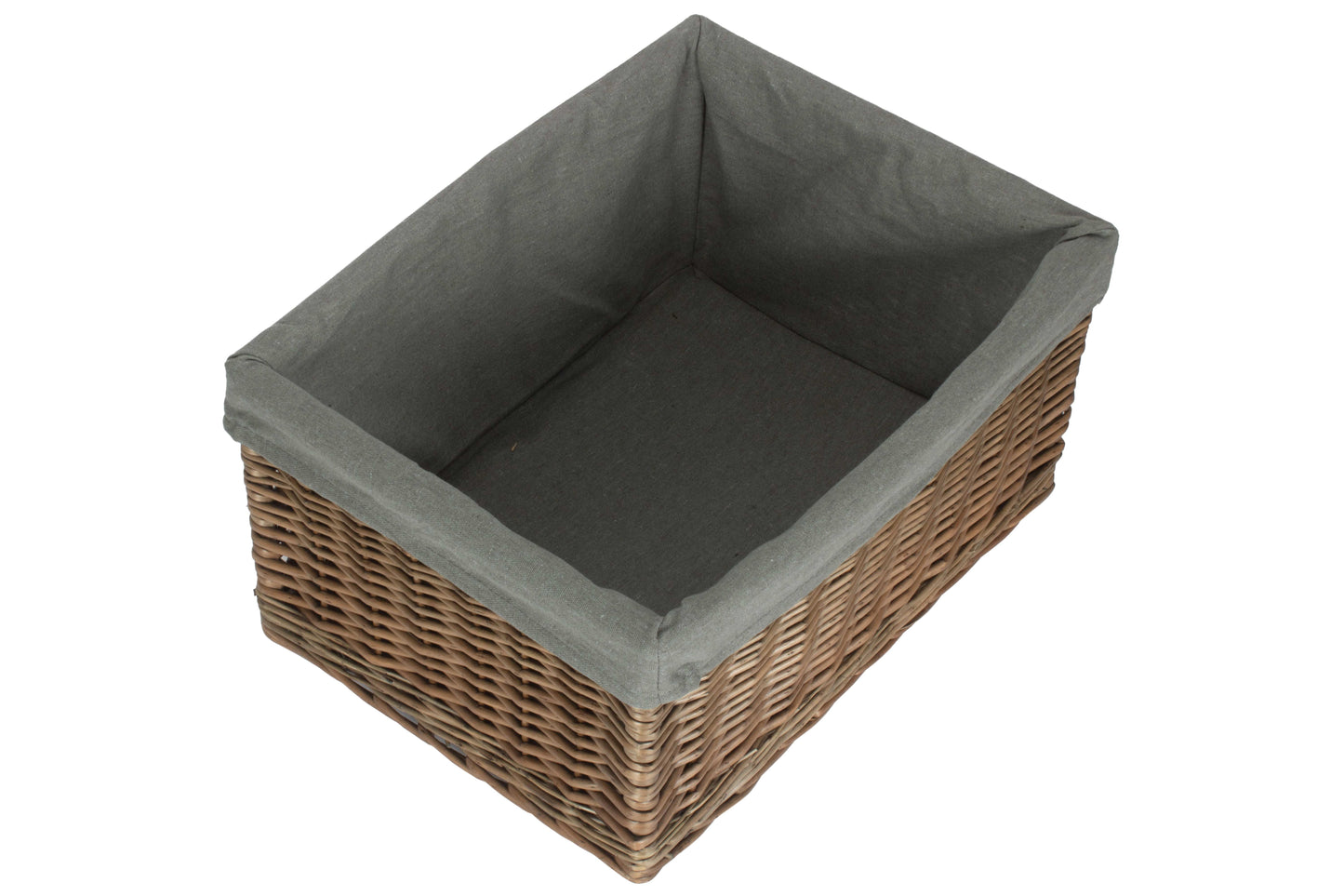EXTRA LARGE ANTIQUE WASH STORAGE BASKET with GREY SAGE LINING