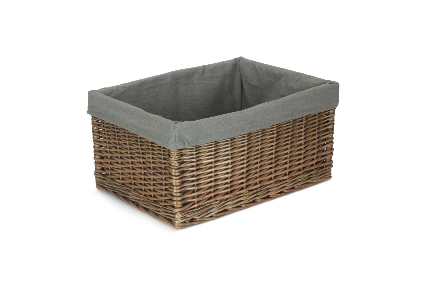 EXTRA LARGE ANTIQUE WASH STORAGE BASKET with GREY SAGE LINING
