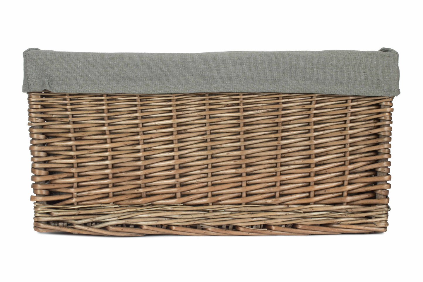 EXTRA LARGE ANTIQUE WASH STORAGE BASKET with GREY SAGE LINING