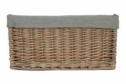 EXTRA LARGE ANTIQUE WASH STORAGE BASKET with GREY SAGE LINING