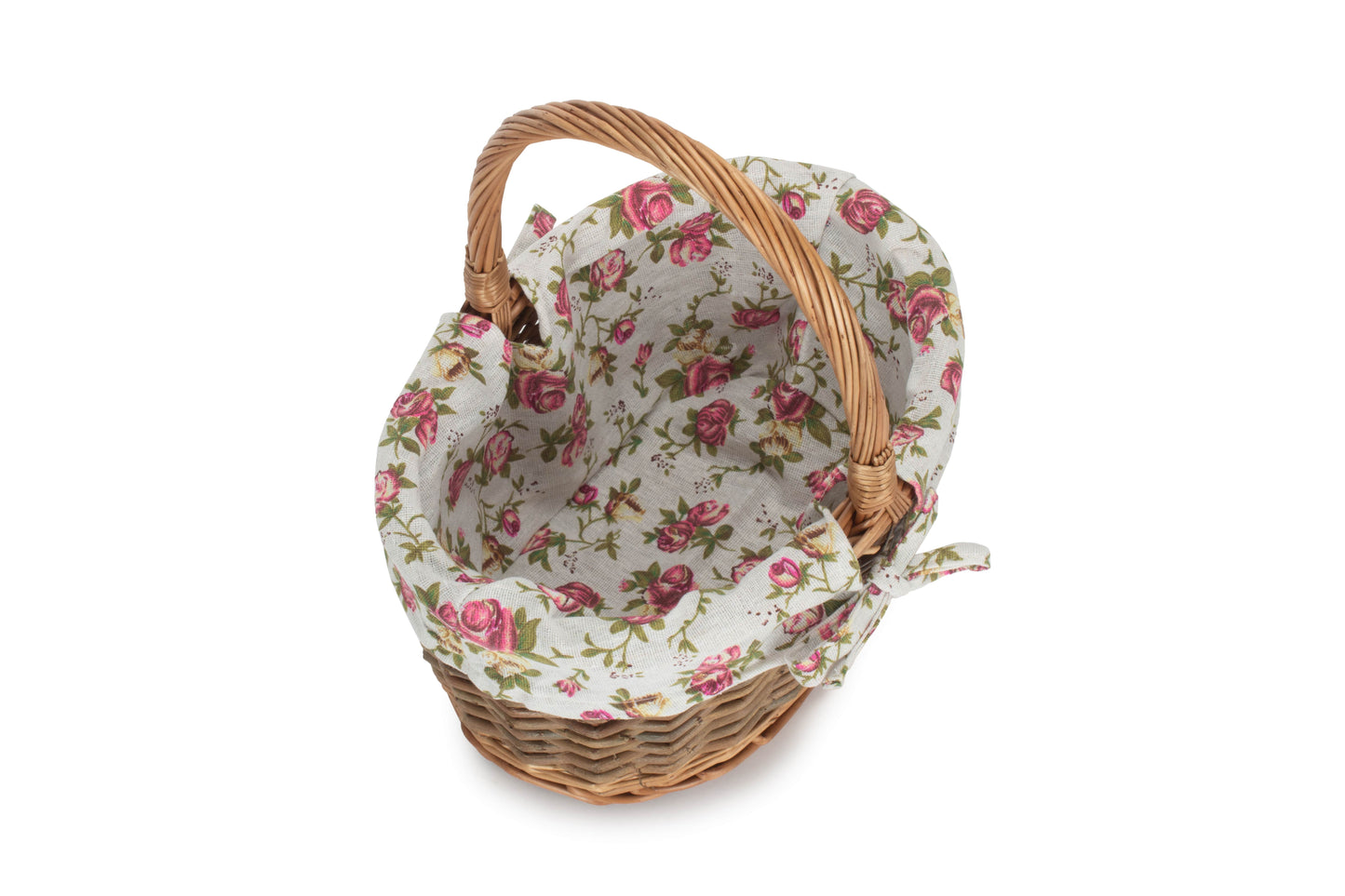 SIZE 1 OVAL UNPEELED WILLOW SHOPPER with GARDEN ROSE LINING