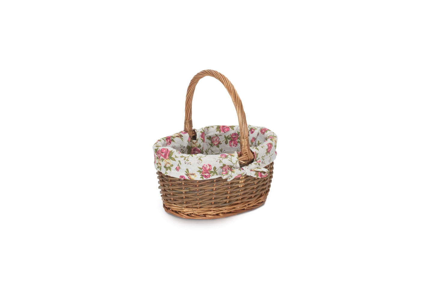 SIZE 1 OVAL UNPEELED WILLOW SHOPPER with GARDEN ROSE LINING