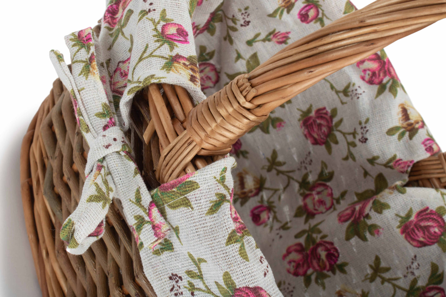 SIZE 1 OVAL UNPEELED WILLOW SHOPPER with GARDEN ROSE LINING