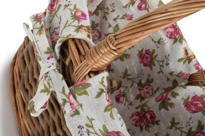 SIZE 1 OVAL UNPEELED WILLOW SHOPPER with GARDEN ROSE LINING