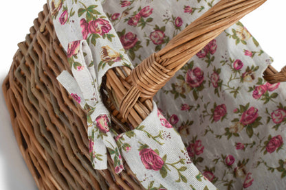 SIZE 3 OVAL UNPEELED WILLOW SHOPPER with GARDEN ROSE LINING