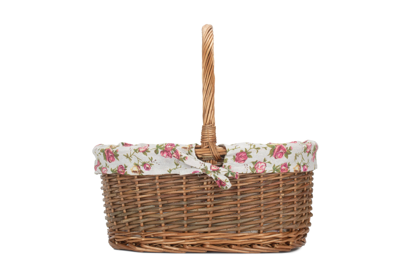 SIZE 3 OVAL UNPEELED WILLOW SHOPPER with GARDEN ROSE LINING