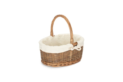 SIZE 2 OVAL UNPEELED WILLOW SHOPPER with WHITE LINING