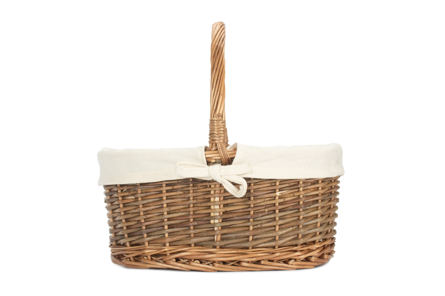 SIZE 2 OVAL UNPEELED WILLOW SHOPPER with WHITE LINING