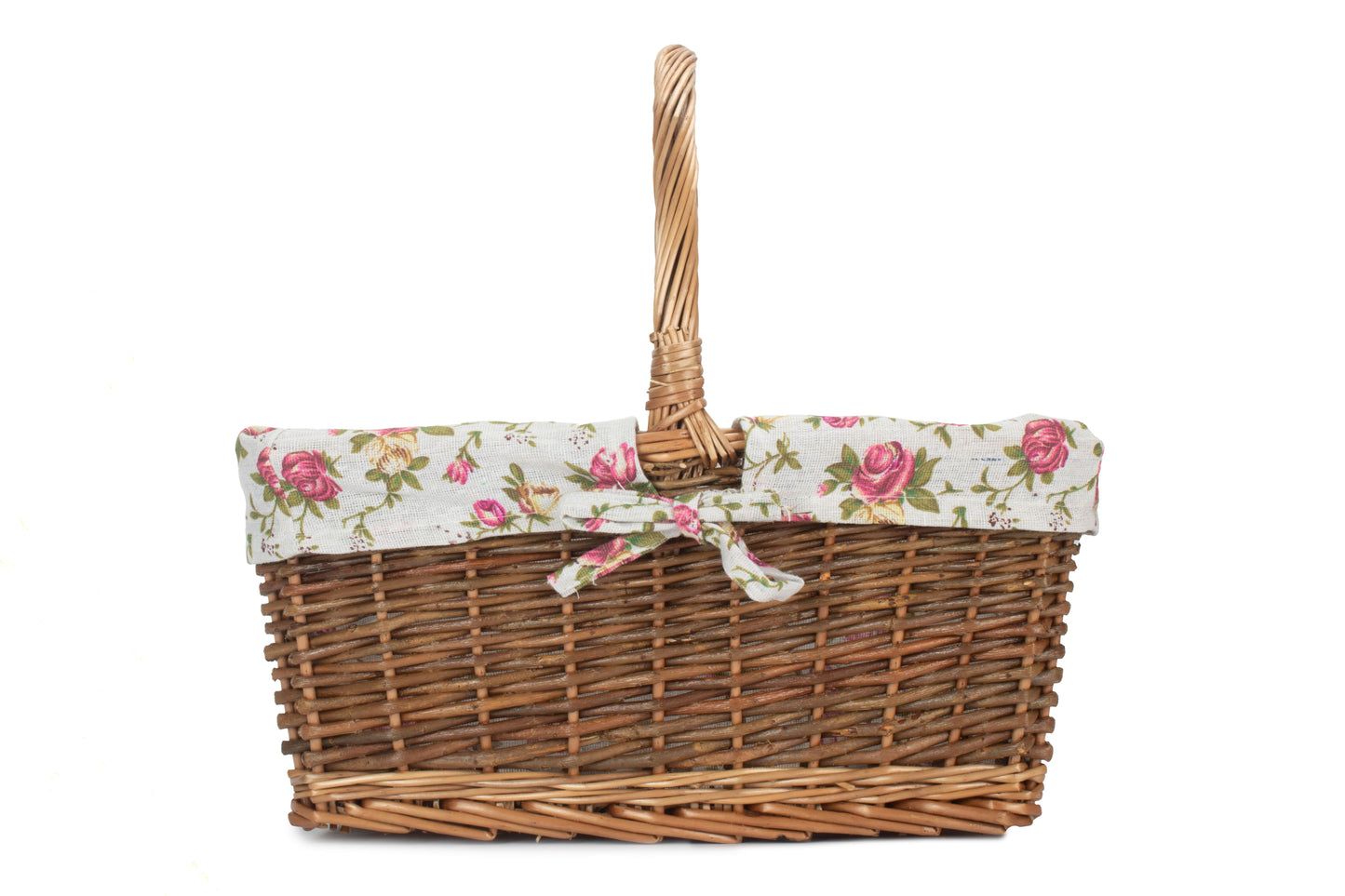 SIZE 2 RECTANGULAR UNPEELED WILLOW SHOPPER with GARDEN ROSE LINING