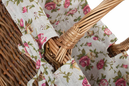 SIZE 2 RECTANGULAR UNPEELED WILLOW SHOPPER with GARDEN ROSE LINING