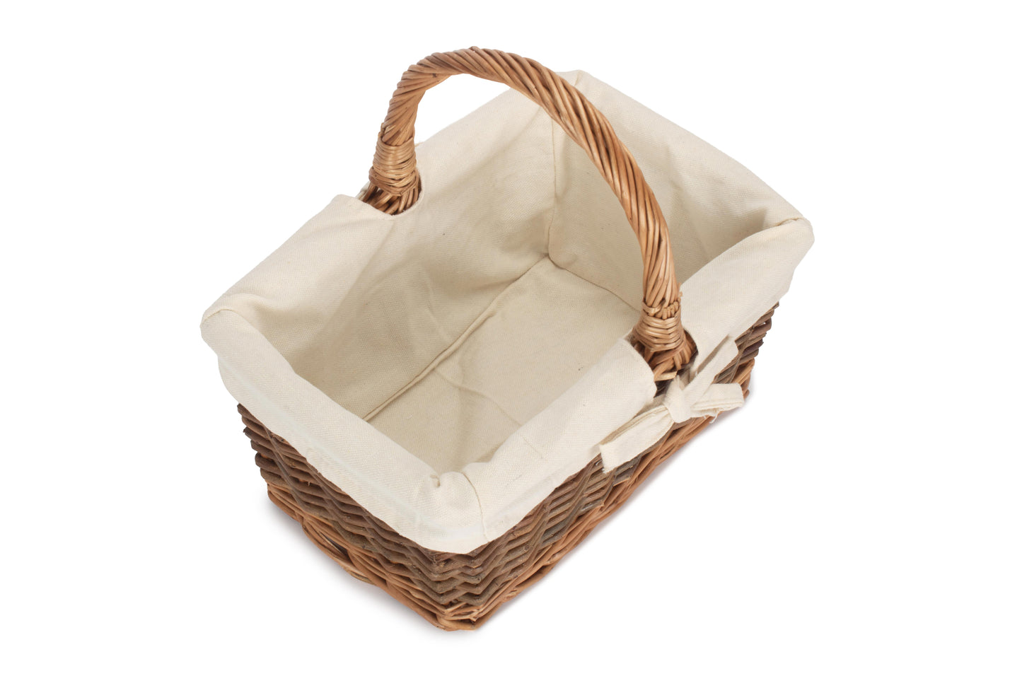 SIZE 1 RECTANGULAR UNPEELED WILLOW SHOPPER with WHITE LINING