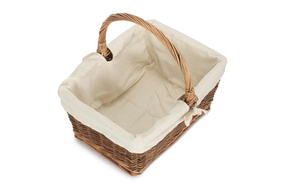 SIZE 2 RECTANGULAR UNPEELED WILLOW SHOPPER with WHITE LINING