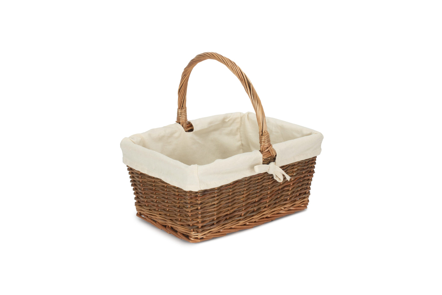 SIZE 2 RECTANGULAR UNPEELED WILLOW SHOPPER with WHITE LINING