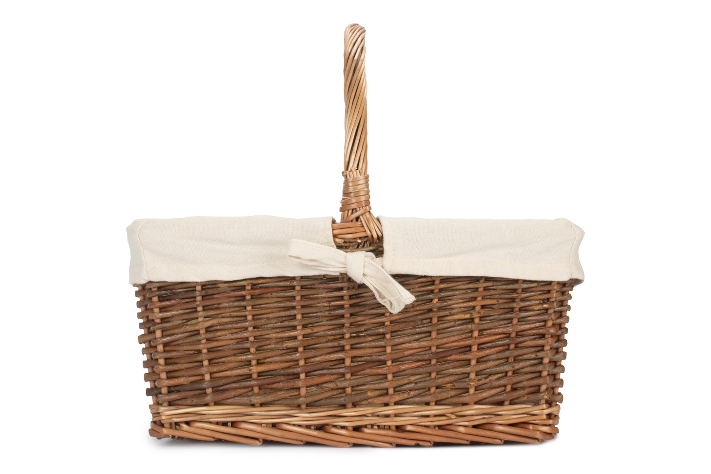 SIZE 2 RECTANGULAR UNPEELED WILLOW SHOPPER with WHITE LINING