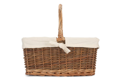 SIZE 2 RECTANGULAR UNPEELED WILLOW SHOPPER with WHITE LINING