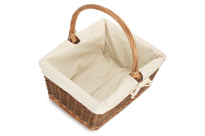 SIZE 3 RECTANGULAR UNPEELED WILLOW SHOPPER with WHITE LINING