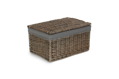 LARGE ANTIQUE WASH STORAGE HAMPER with GREY SAGE LINING