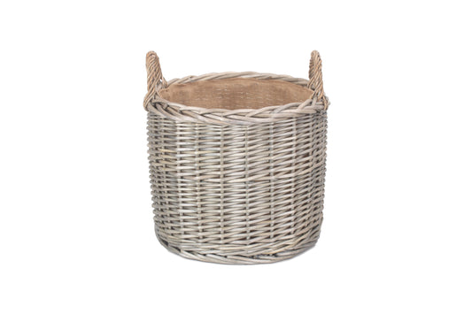 MEDIUM ROUND STRAIGHT-SIDED WICKER LOG / STORAGE BASKET