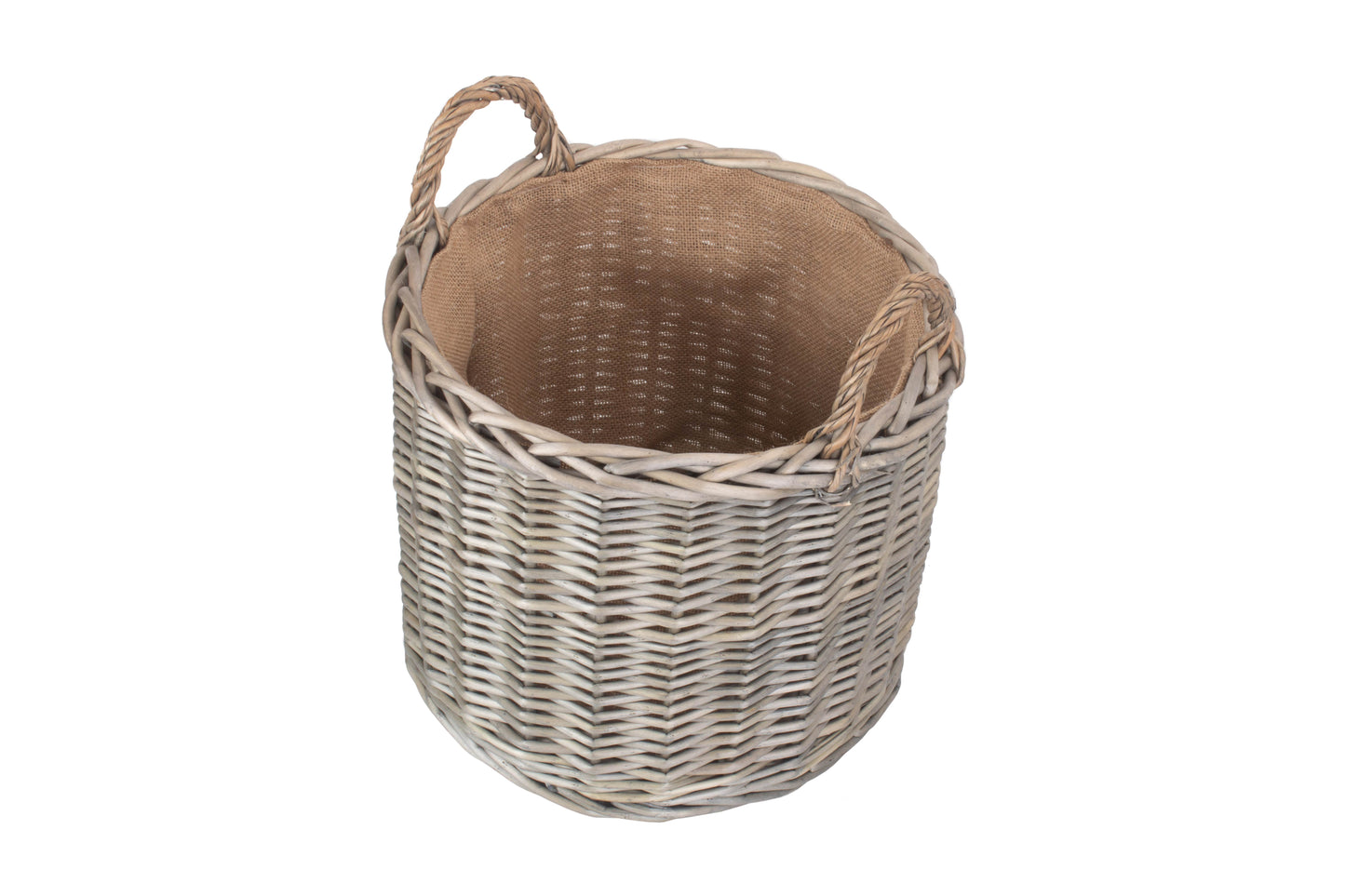 MEDIUM ROUND STRAIGHT-SIDED WICKER LOG / STORAGE BASKET