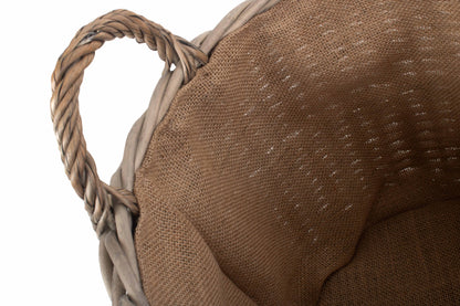 MEDIUM ROUND STRAIGHT-SIDED WICKER LOG / STORAGE BASKET