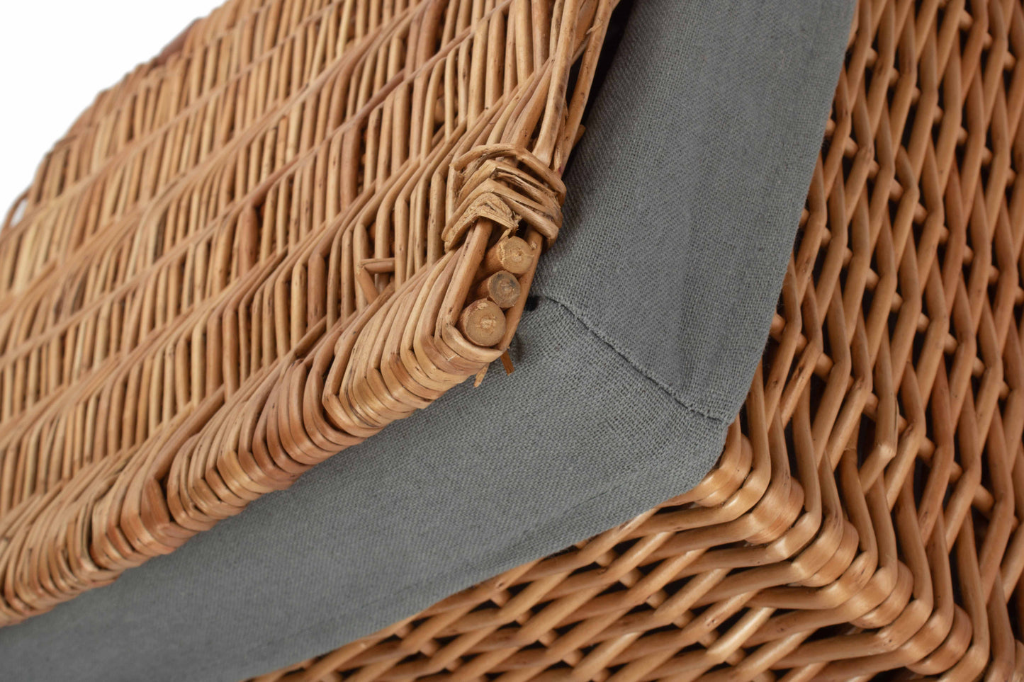 LARGE DOUBLE STEAMED STORAGE HAMPER with GREY SAGE LINING