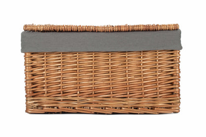 LARGE DOUBLE STEAMED STORAGE HAMPER with GREY SAGE LINING