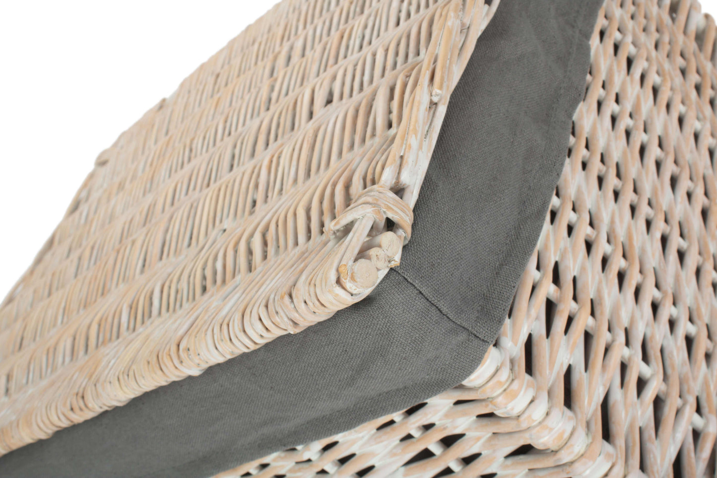EXTRA LARGE WHITE WASH FINISH STORAGE HAMPER with GREY SAGE LINING