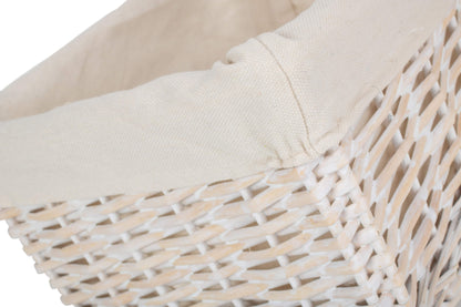 MEDIUM WHITE WASH WICKER STORAGE BASKET with WHITE LINING
