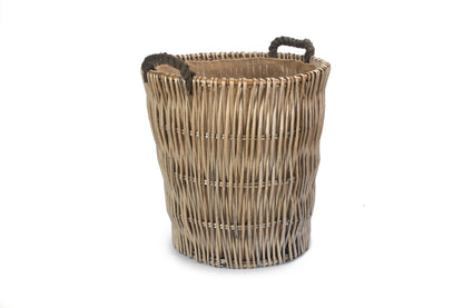 TALL ROUND GREY LOG BASKET