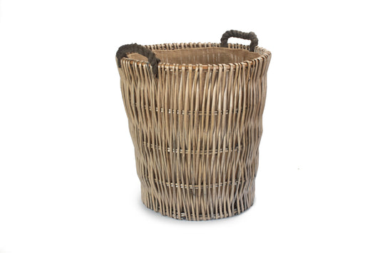 TALL ROUND GREY LOG BASKET