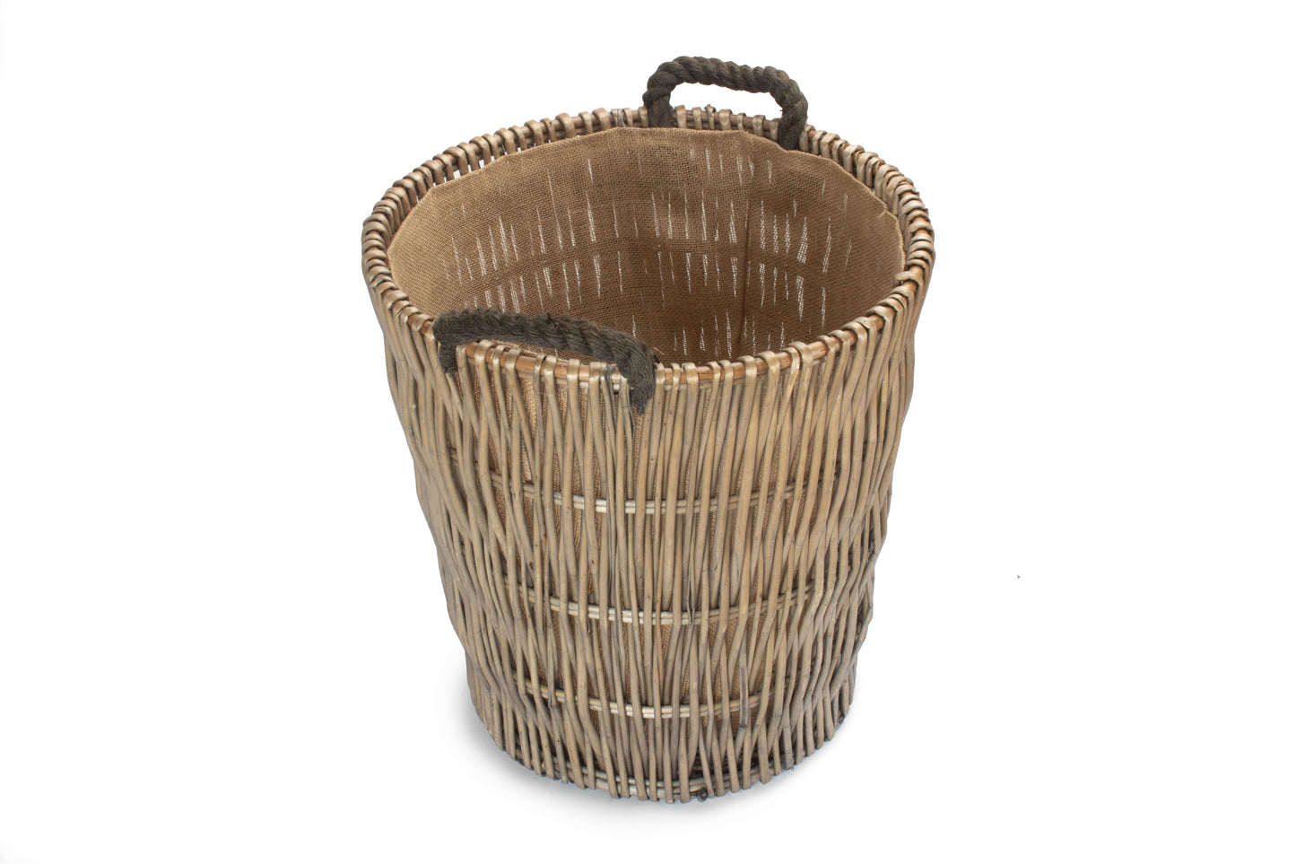 TALL ROUND GREY LOG BASKET