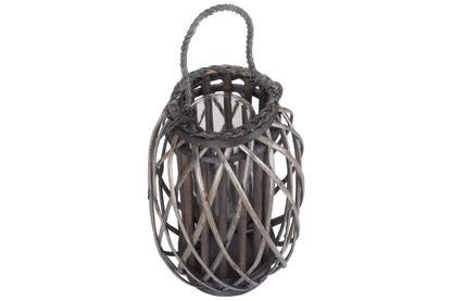 SMALL GREY WASH WILLOW CANDLE LANTERN