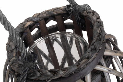 SMALL GREY WASH WILLOW CANDLE LANTERN