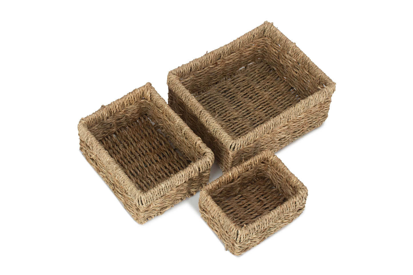 RECTANGULAR SEAGRASS SMALL TRAYS SET 3