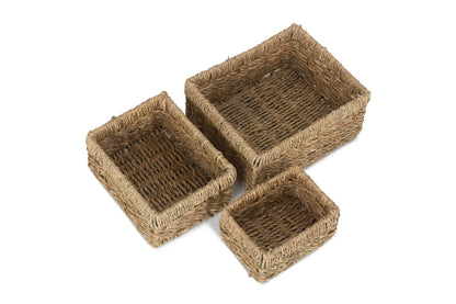 RECTANGULAR SEAGRASS SMALL TRAYS SET 3
