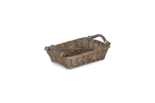 SMALL ANTIQUE WASH WOODEN HANDLE TRAY