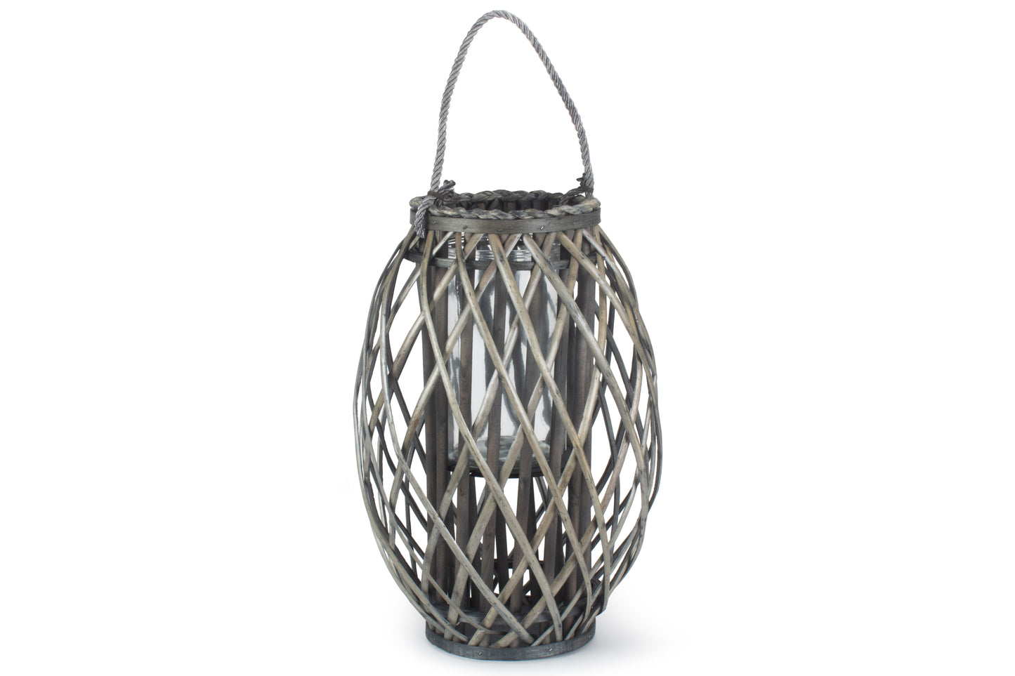 GREY WASH WILLOW CANDLE LANTERN