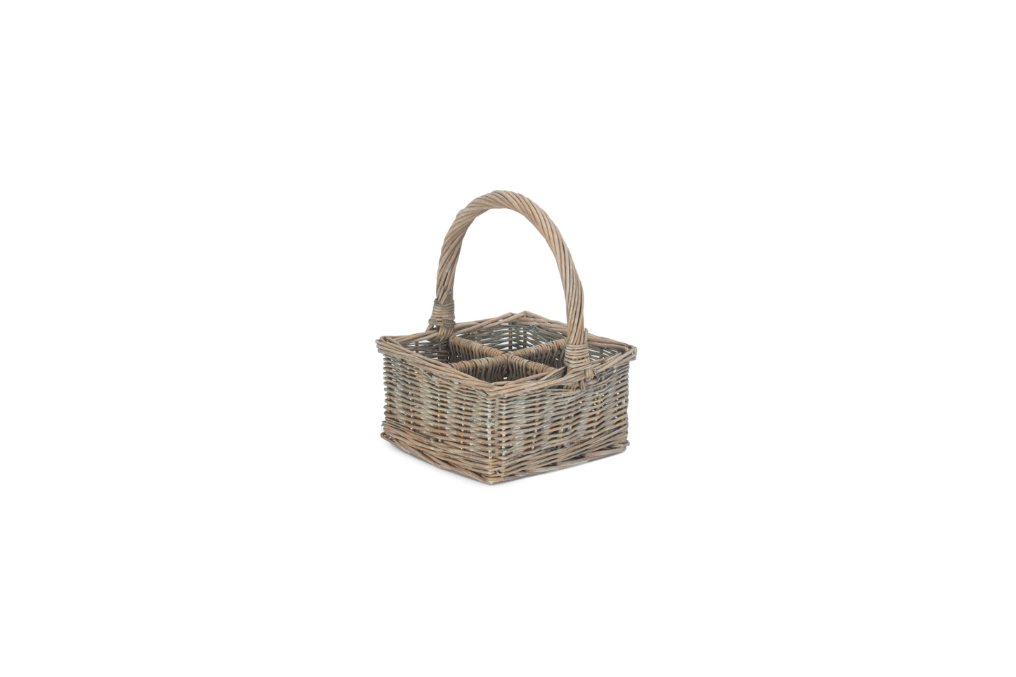 GREY WASH SQUARE 4 SECTION CUTLERY BASKET
