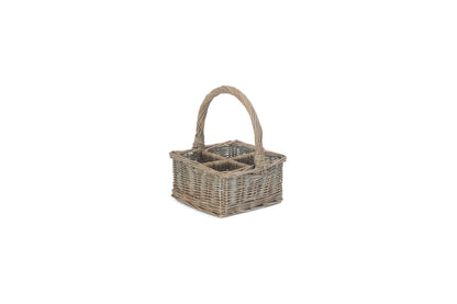 GREY WASH SQUARE 4 SECTION CUTLERY BASKET