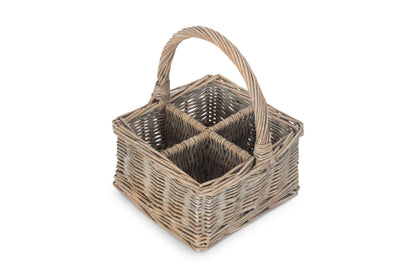 GREY WASH SQUARE 4 SECTION CUTLERY BASKET