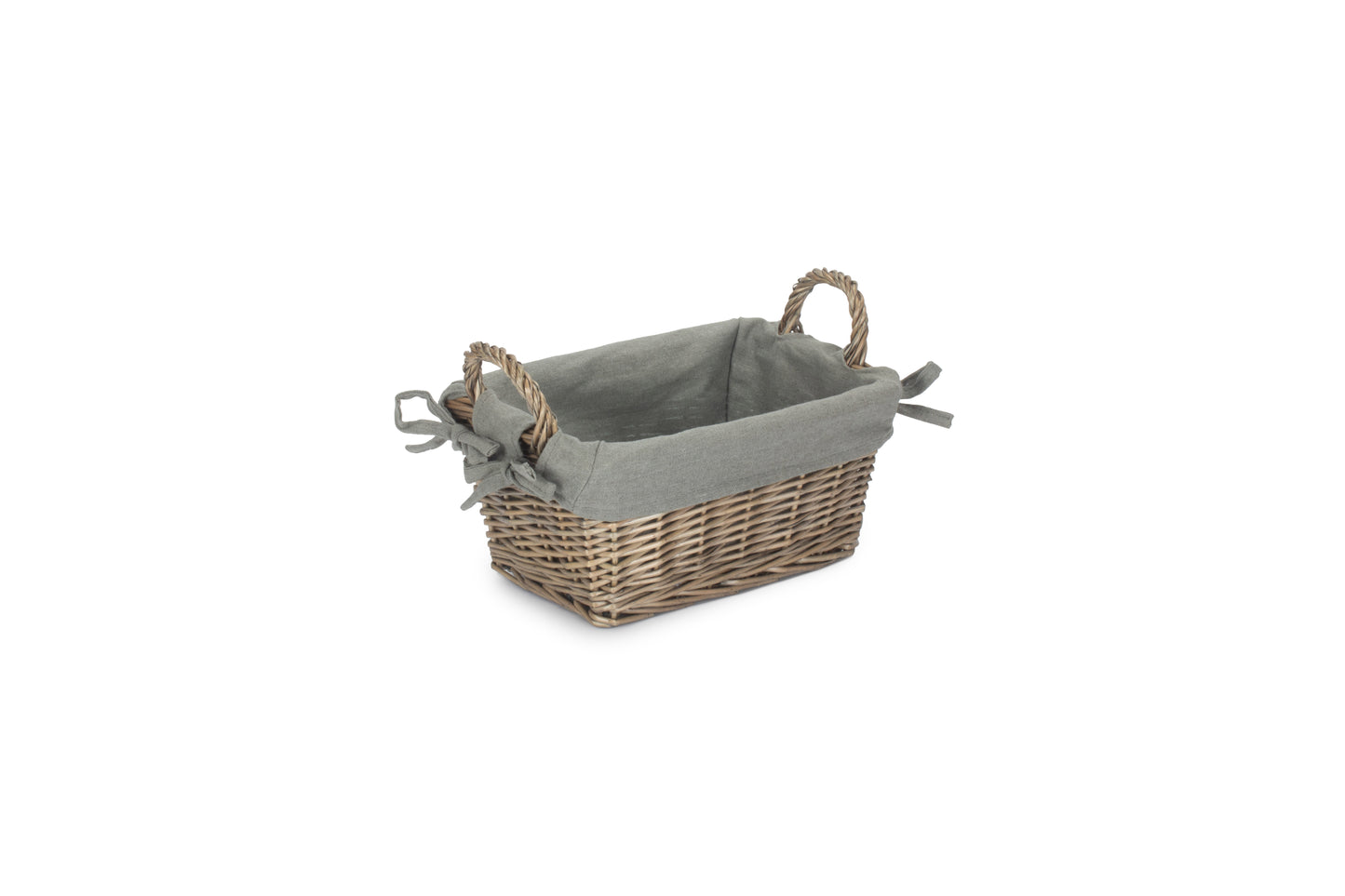 SMALL ANTIQUE WASH HANDLED STORAGE SOLUTION with GREY SAGE LINING