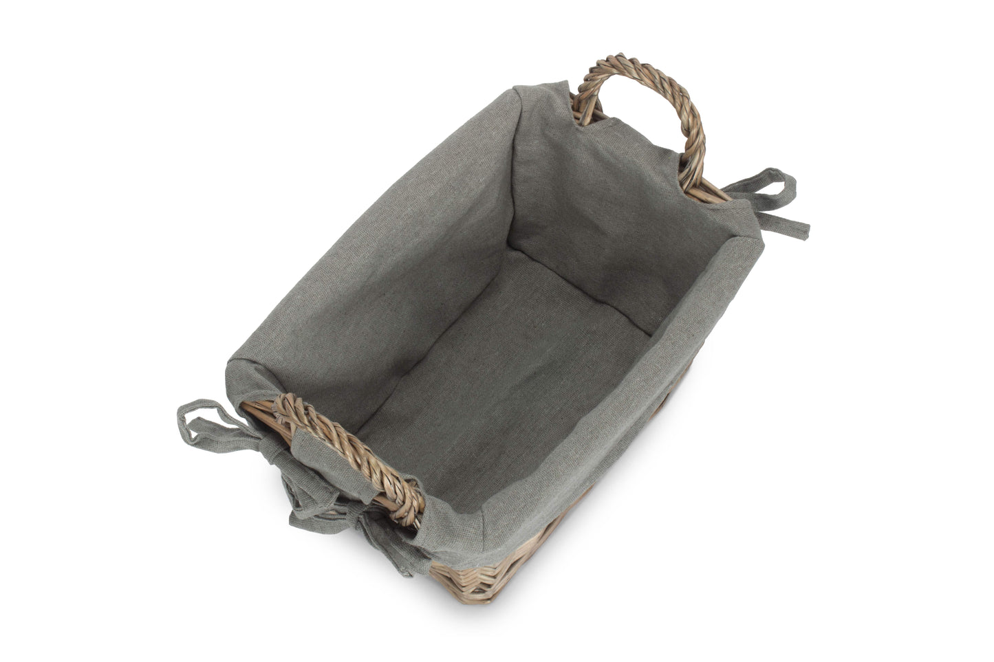 SMALL ANTIQUE WASH HANDLED STORAGE SOLUTION with GREY SAGE LINING