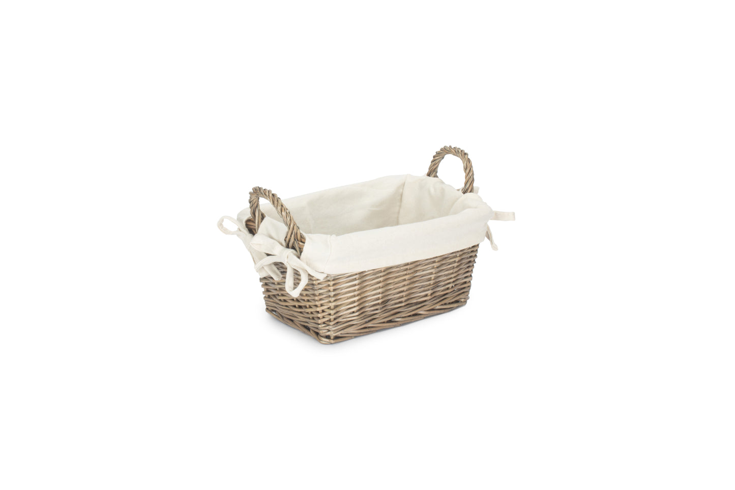SMALL ANTIQUE WASH HANDLED STORAGE SOLUTION with WHITE LINING