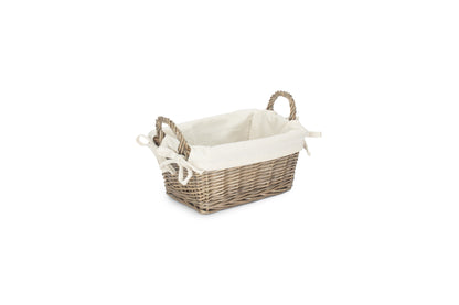 SMALL ANTIQUE WASH HANDLED STORAGE SOLUTION with WHITE LINING