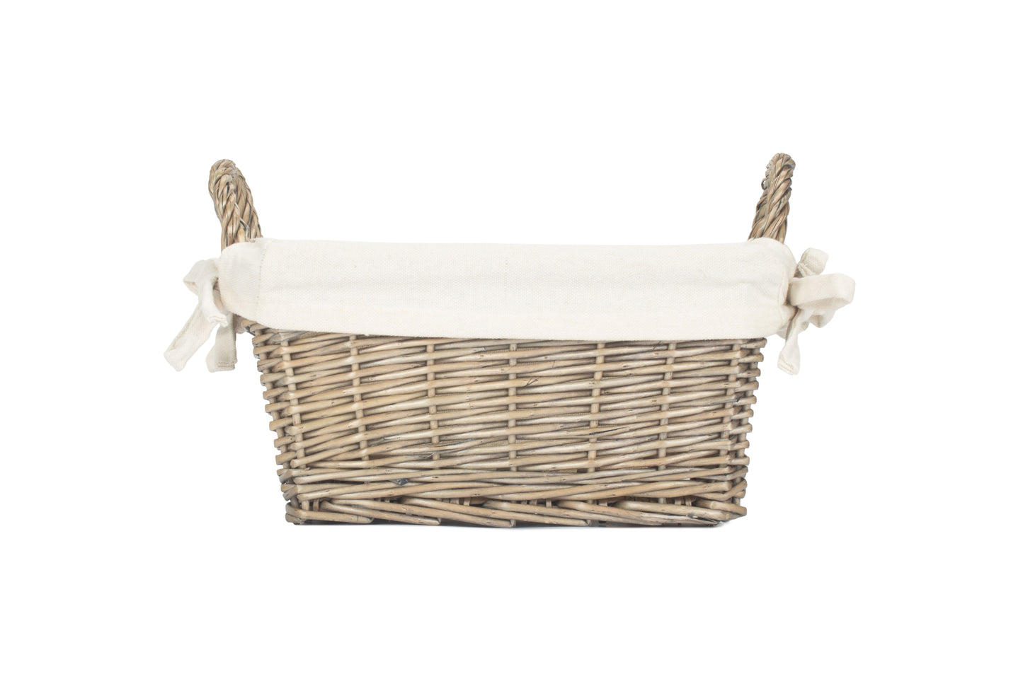 SMALL ANTIQUE WASH HANDLED STORAGE SOLUTION with WHITE LINING