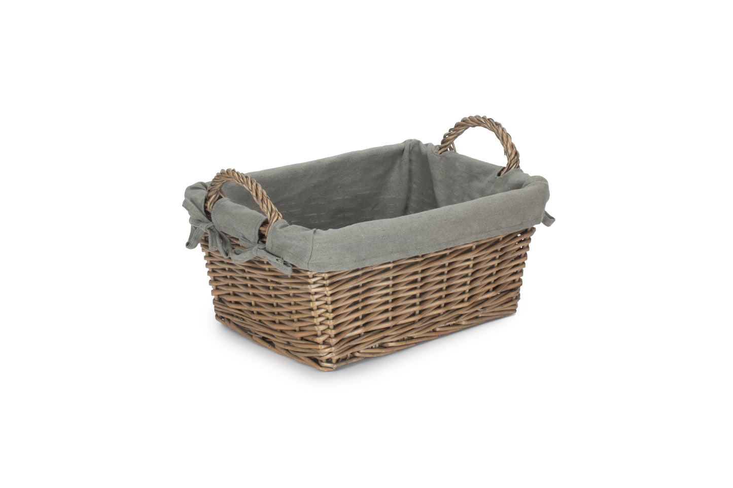 LARGE ANTIQUE WASH HANDLED STORAGE SOLUTION with GREY SAGE LINING