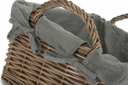LARGE ANTIQUE WASH HANDLED STORAGE SOLUTION with GREY SAGE LINING