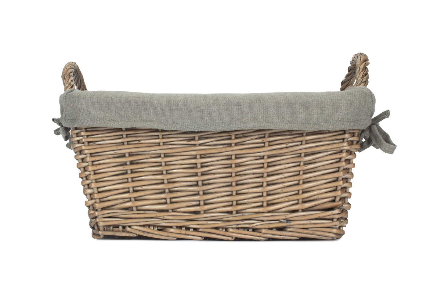 LARGE ANTIQUE WASH HANDLED STORAGE SOLUTION with GREY SAGE LINING