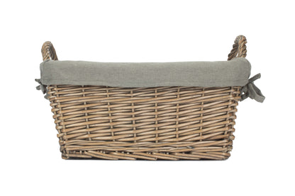 LARGE ANTIQUE WASH HANDLED STORAGE SOLUTION with GREY SAGE LINING